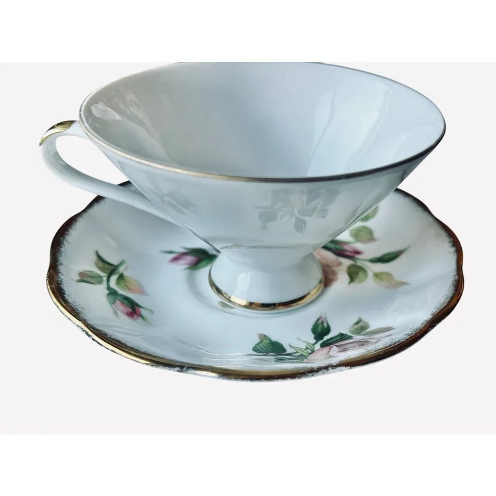 Royal Albert Bone China Saucer Anniversary Rose Gold Trim & Noritake Margot Cup